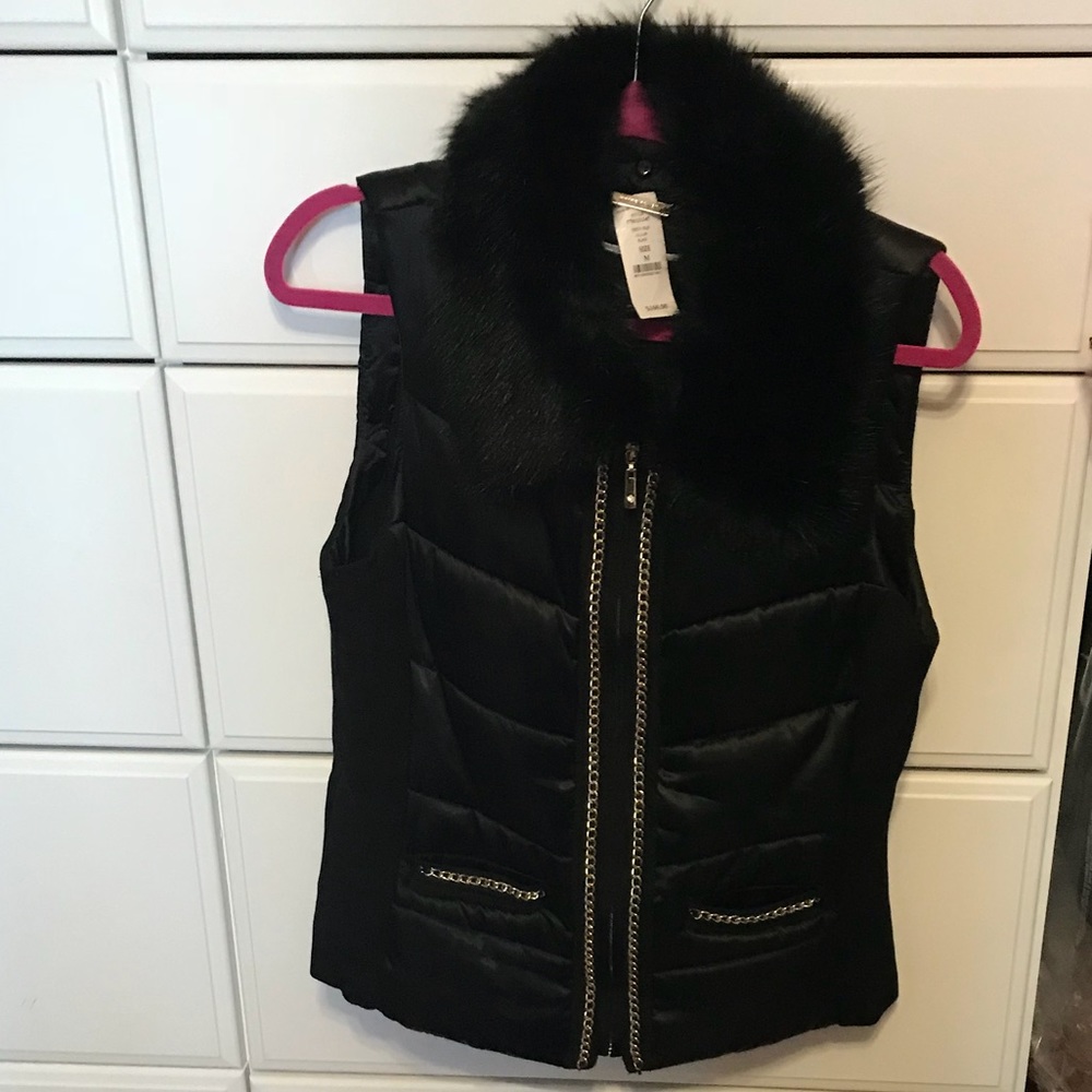 White House Black Market Faux Fur Vest, NWT